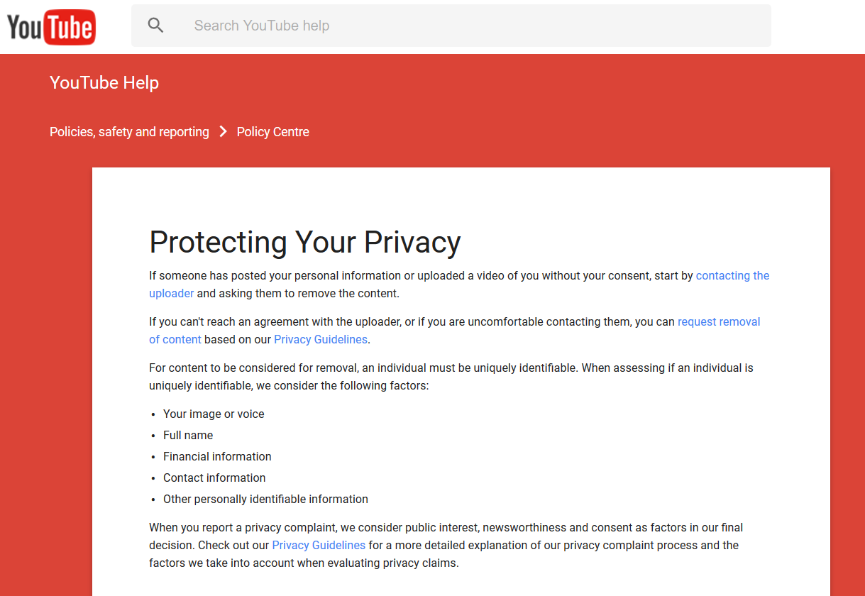 youtube protect your privacy